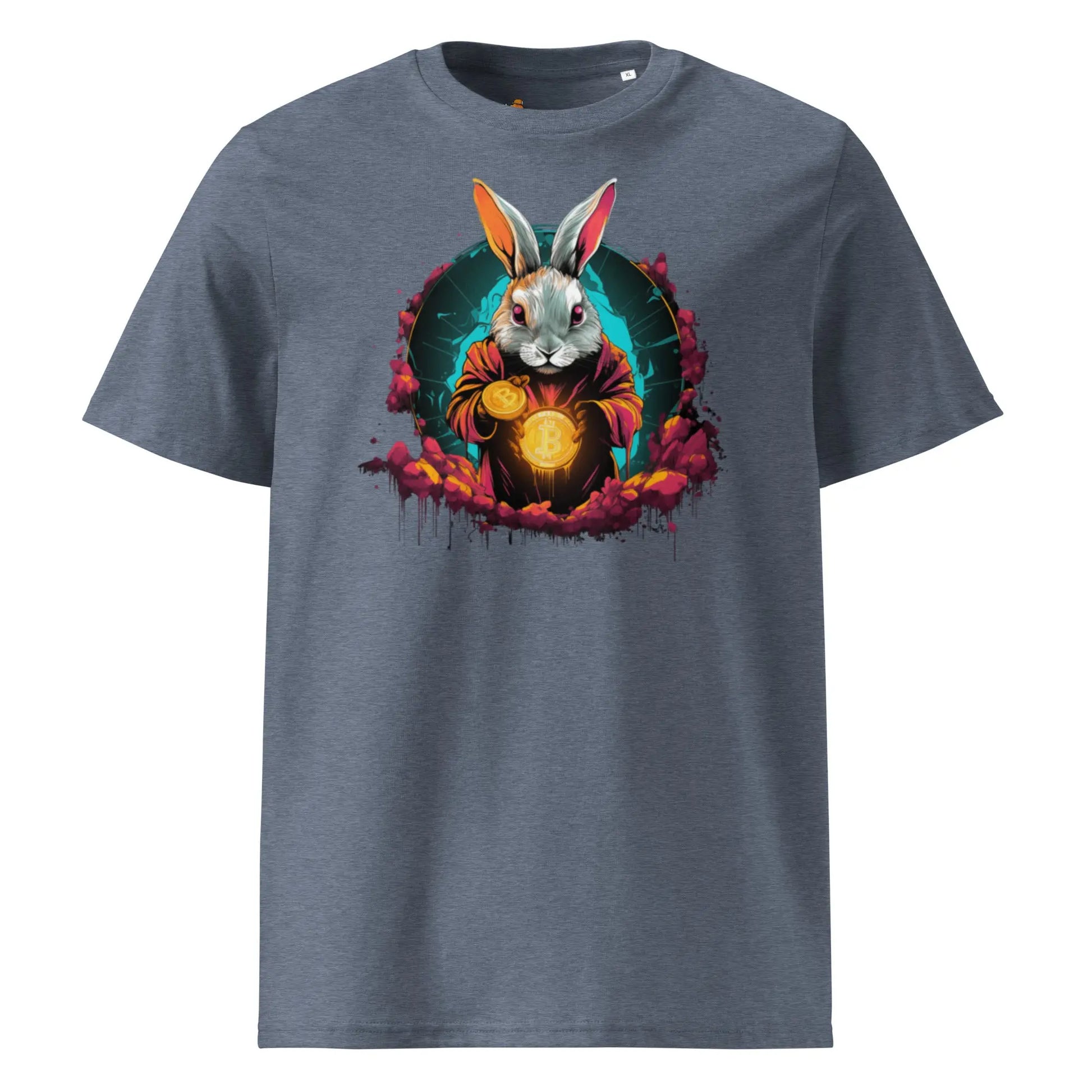 bitcoin t-shirt - rabbit hole - front view - blue