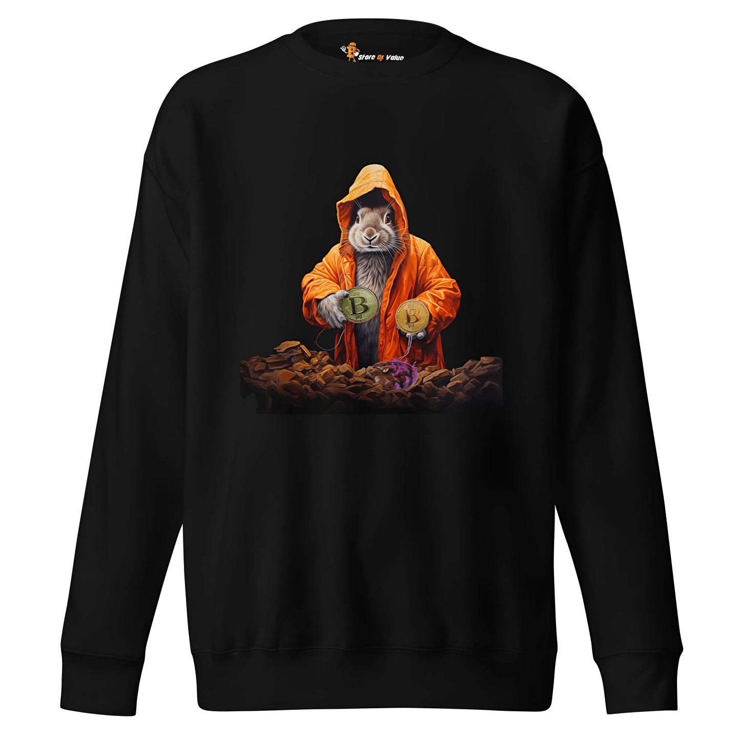bitcoin sweatshirt - bitcoin rabbit hole - front view - black