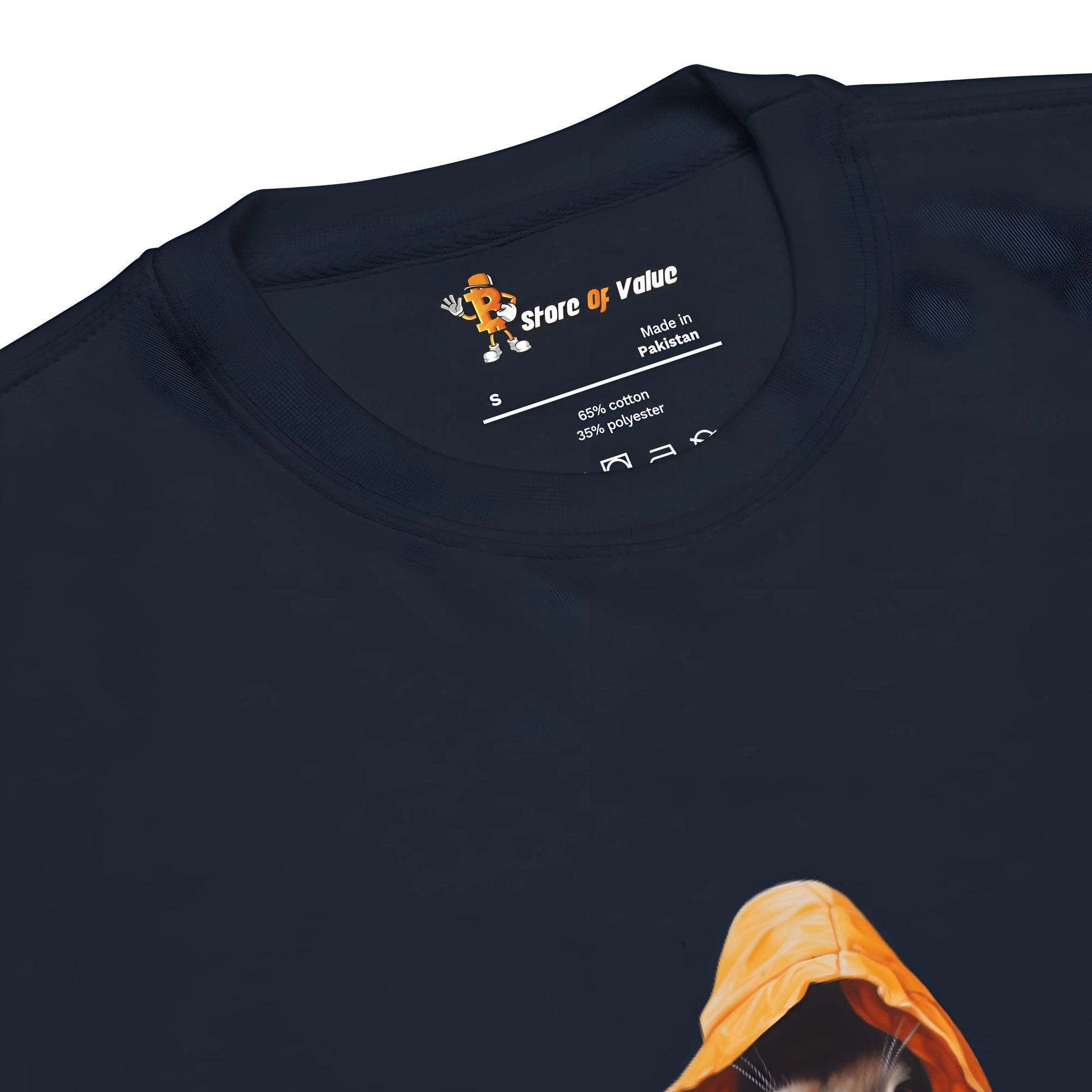 bitcoin sweatshirt - bitcoin rabbit hole - front close-up - navy blue