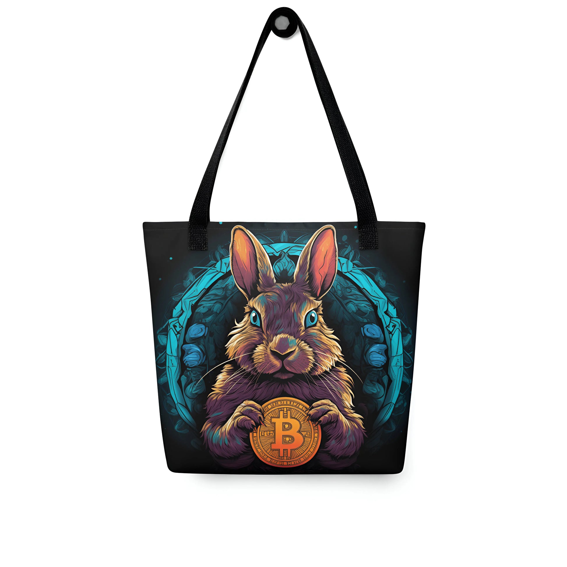 bitcoin tote bag - bitcoin rabbit hole - on hanger