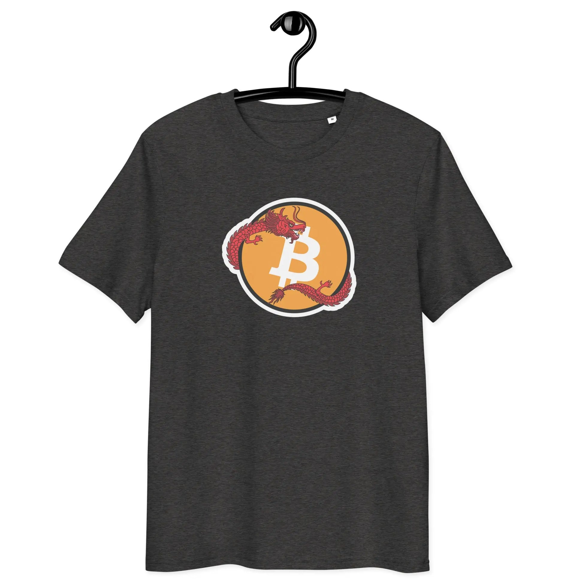Bitcoin T-Shirt – Bitcoin Red Dragon - on hanger - grey
