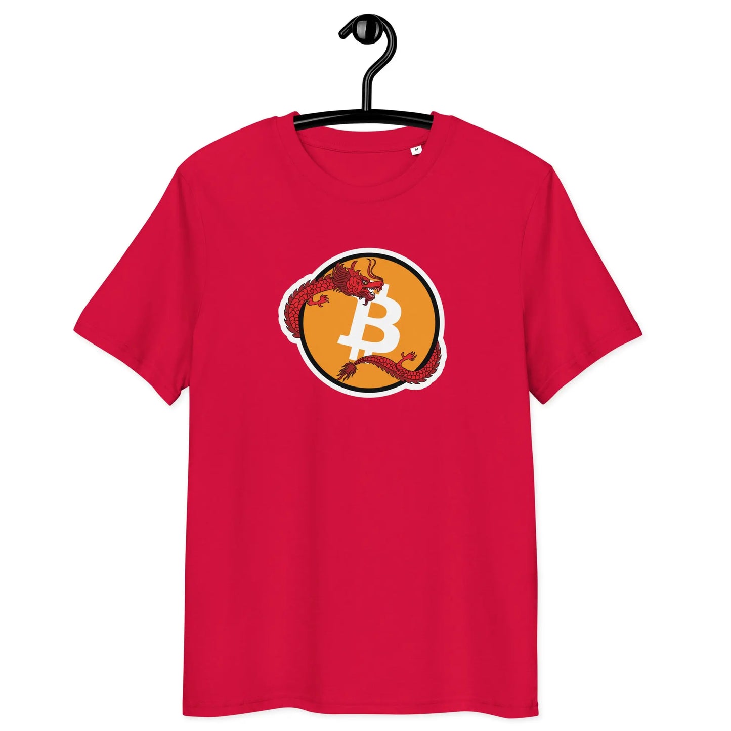 Bitcoin T-Shirt – Bitcoin Red Dragon - on hanger - red 