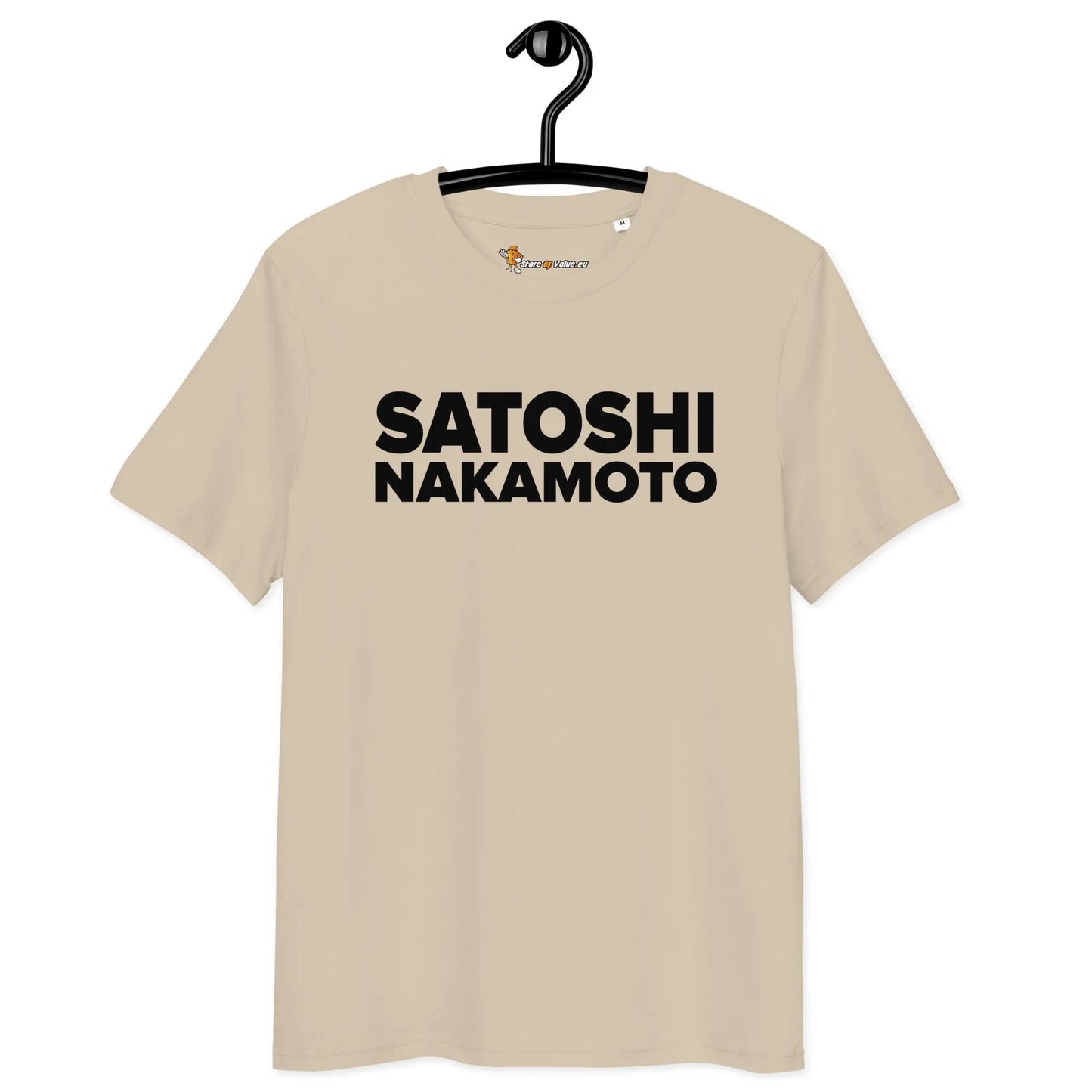 Bitcoin T-Shirt – Satoshi Nakamoto - on hanger - beige 