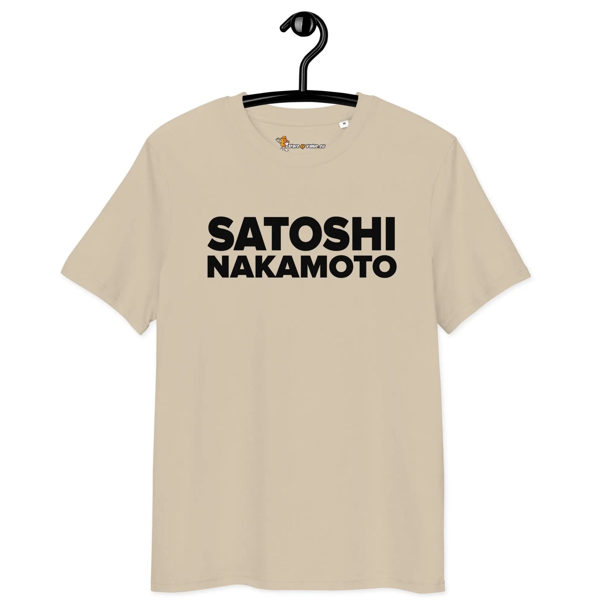 Bitcoin T-Shirt – Satoshi Nakamoto - on hanger - beige 