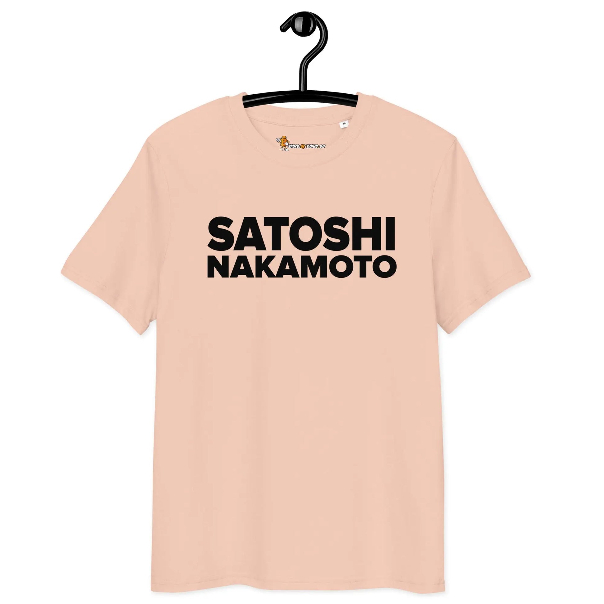 Bitcoin T-Shirt – Satoshi Nakamoto - on hanger - pink