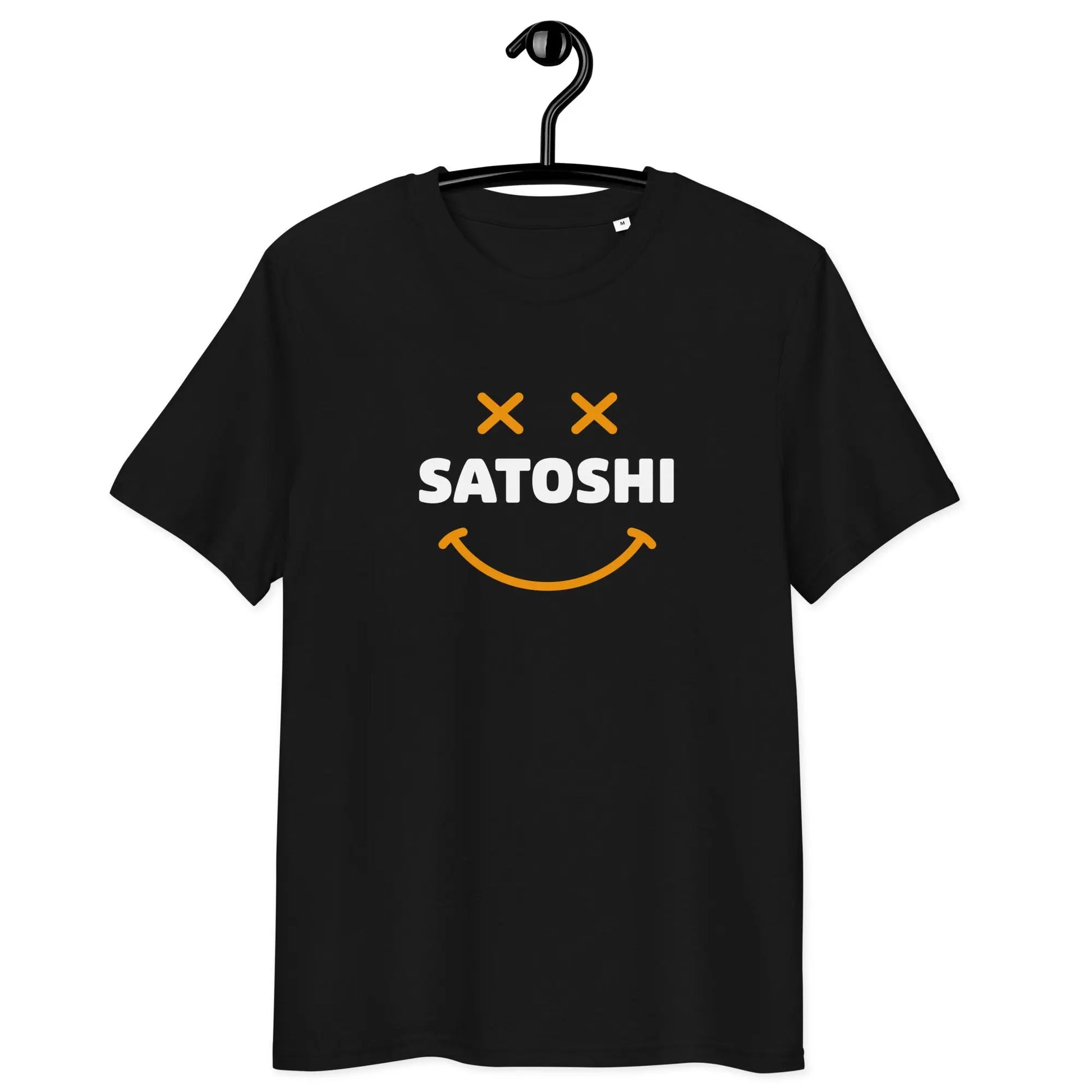 Bitcoin T-Shirt – Satoshi Smiley - on hanger - black 