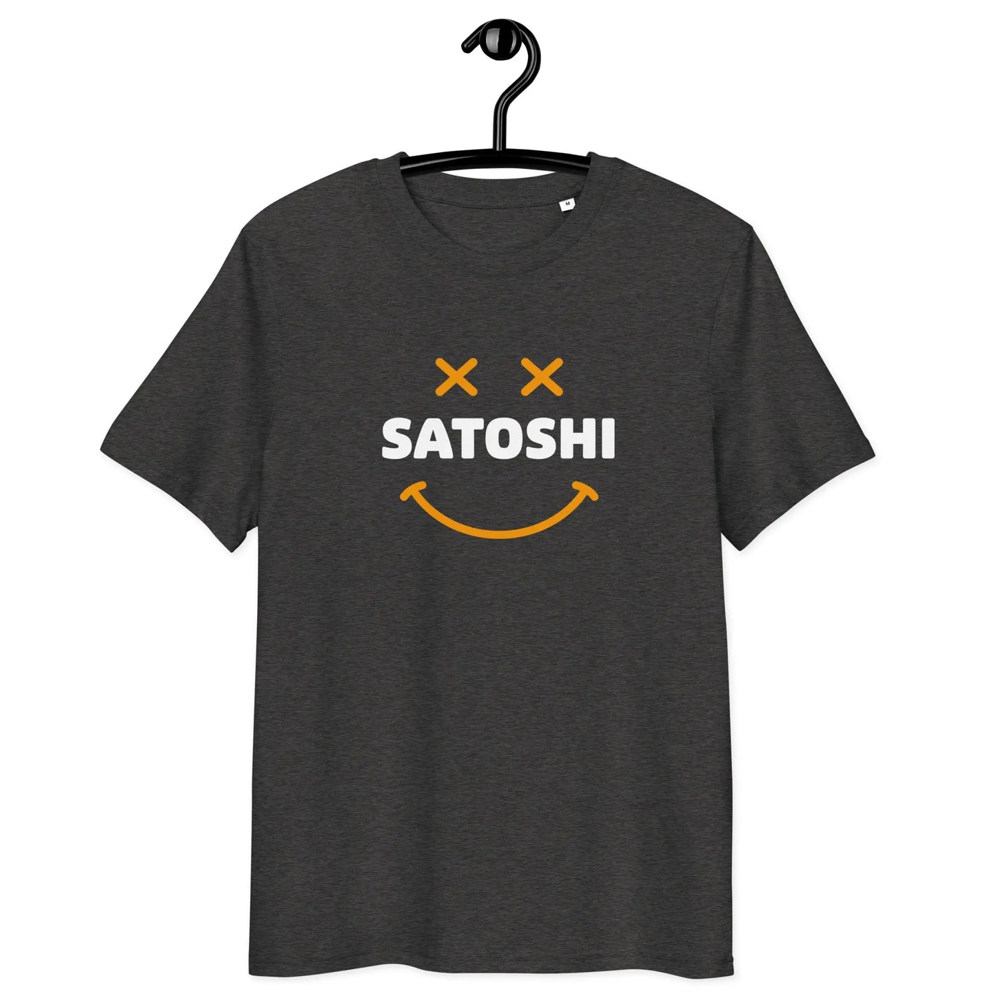 Bitcoin T-Shirt – Satoshi Smiley - on hanger - grey 