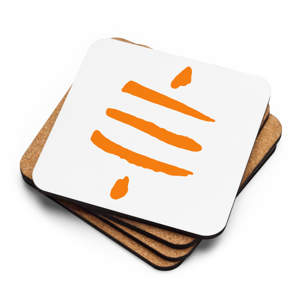 Bitcoin Sats Symbol Bitcoin coaster stack — cork backs + face up