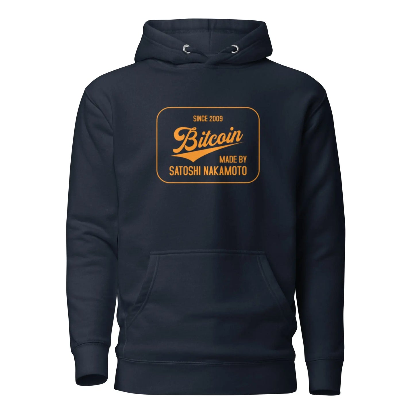 bitcoin hoodie - bitcoin since 2009 - front view - navy blue