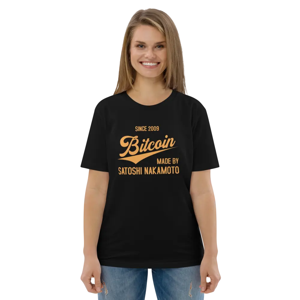 Bitcoin T-Shirt – Bitcoin Since 2009 - worn on female model - black