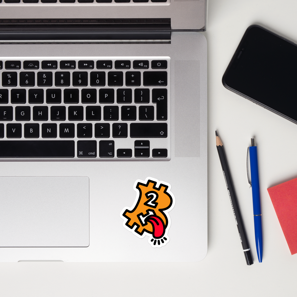 bitcoin sticker - 21 - on laptop