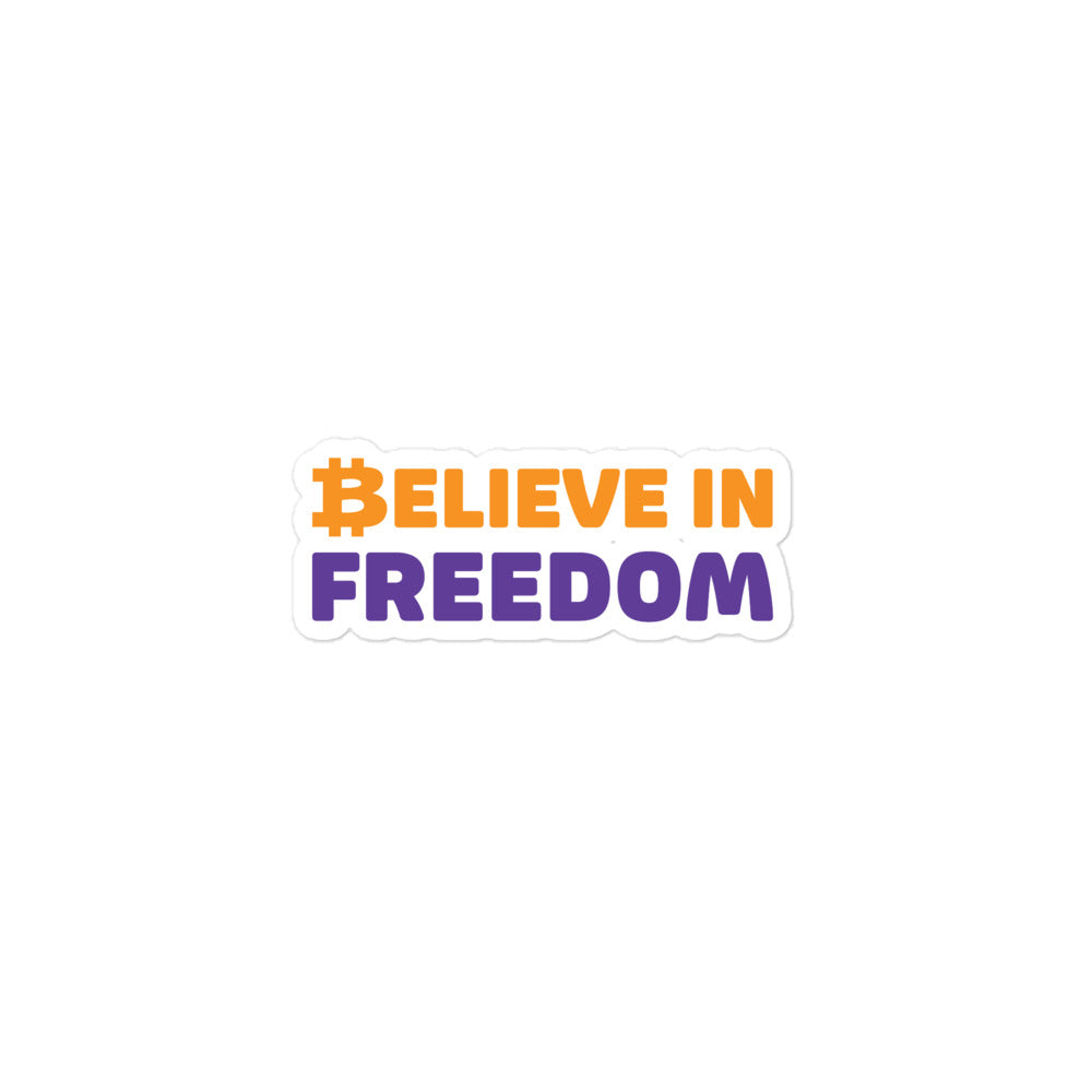 bitcoin sticker - believe in freedom - close-up