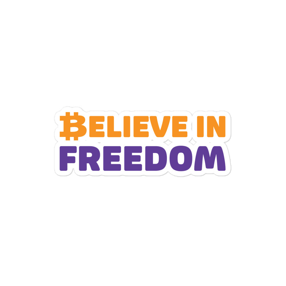 bitcoin sticker - believe in freedom - detail view