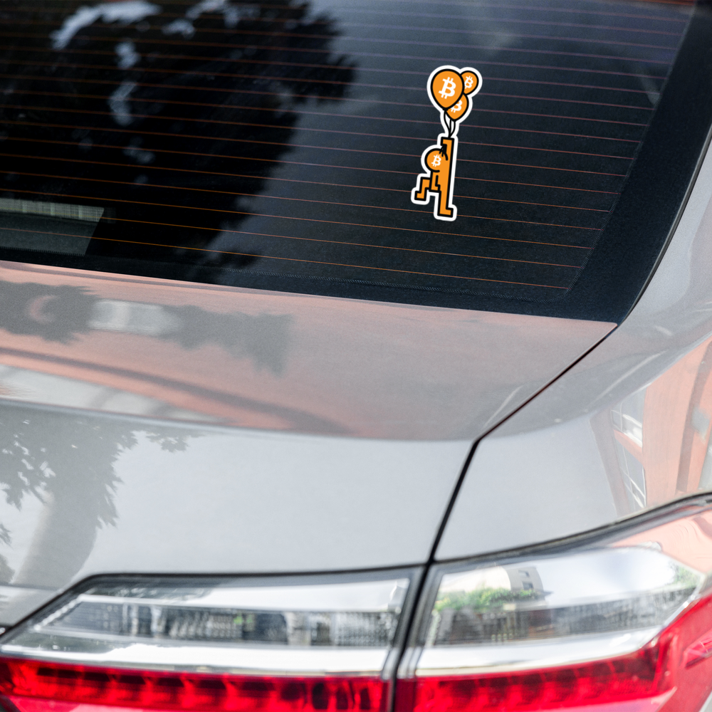 bitcoin sticker - bitpop balloon - applied on car