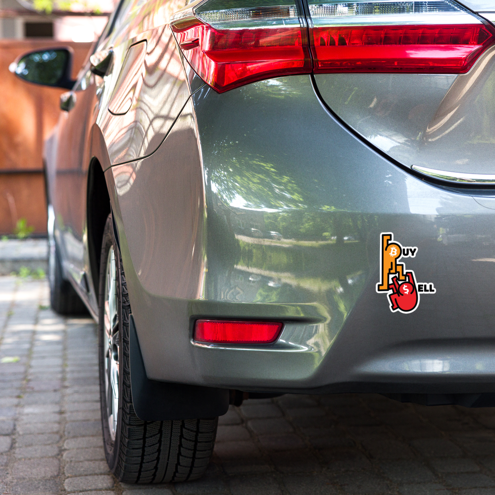 bitcoin sticker - buy sell - applied on car