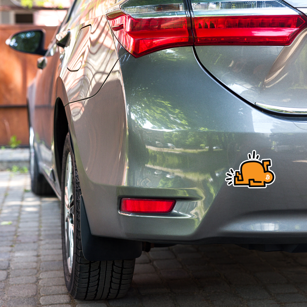 bitcoin sticker - fatpop - applied on car