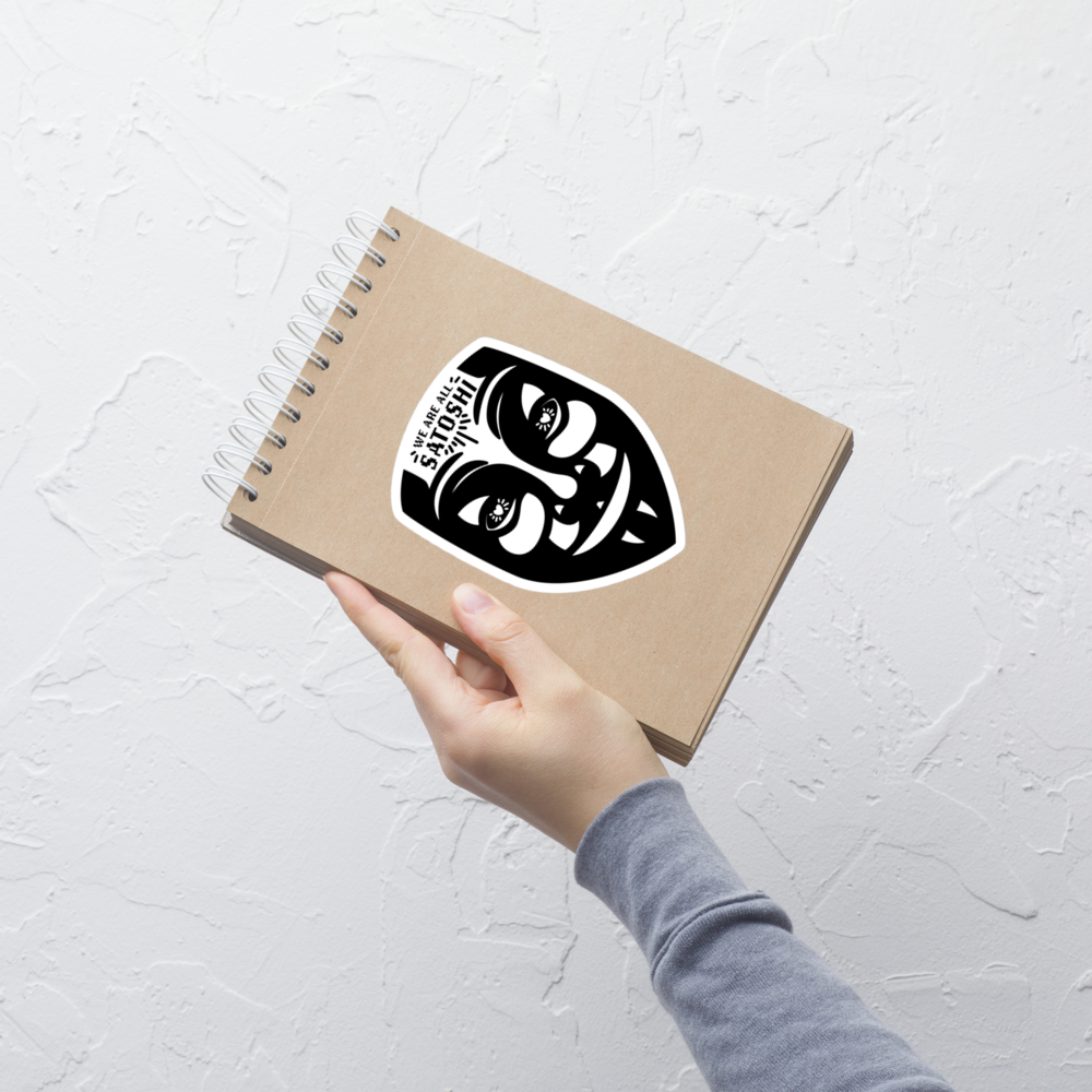 bitcoin sticker - fawkes - applied on notebook