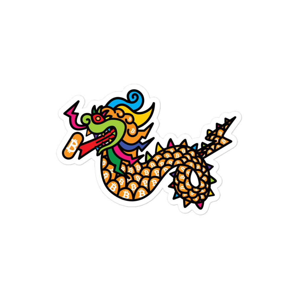 bitcoin sticker - orange-pill dragon - detail view