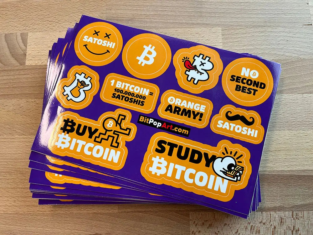 bitcoin sticker sheet - bitpopart - detail view