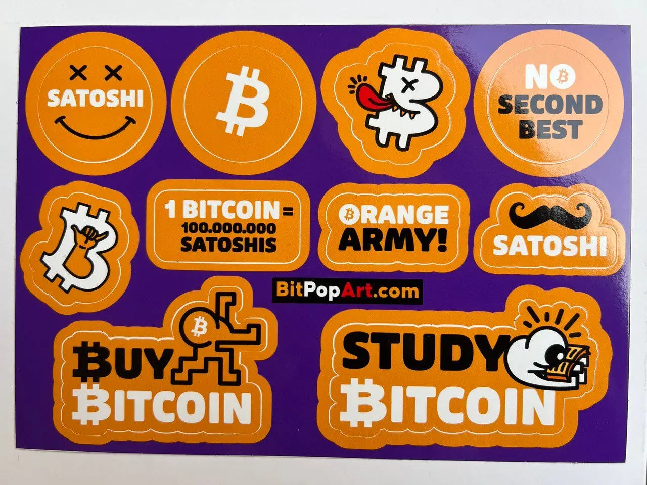 bitcoin sticker sheet - bitpopart - full sheet view