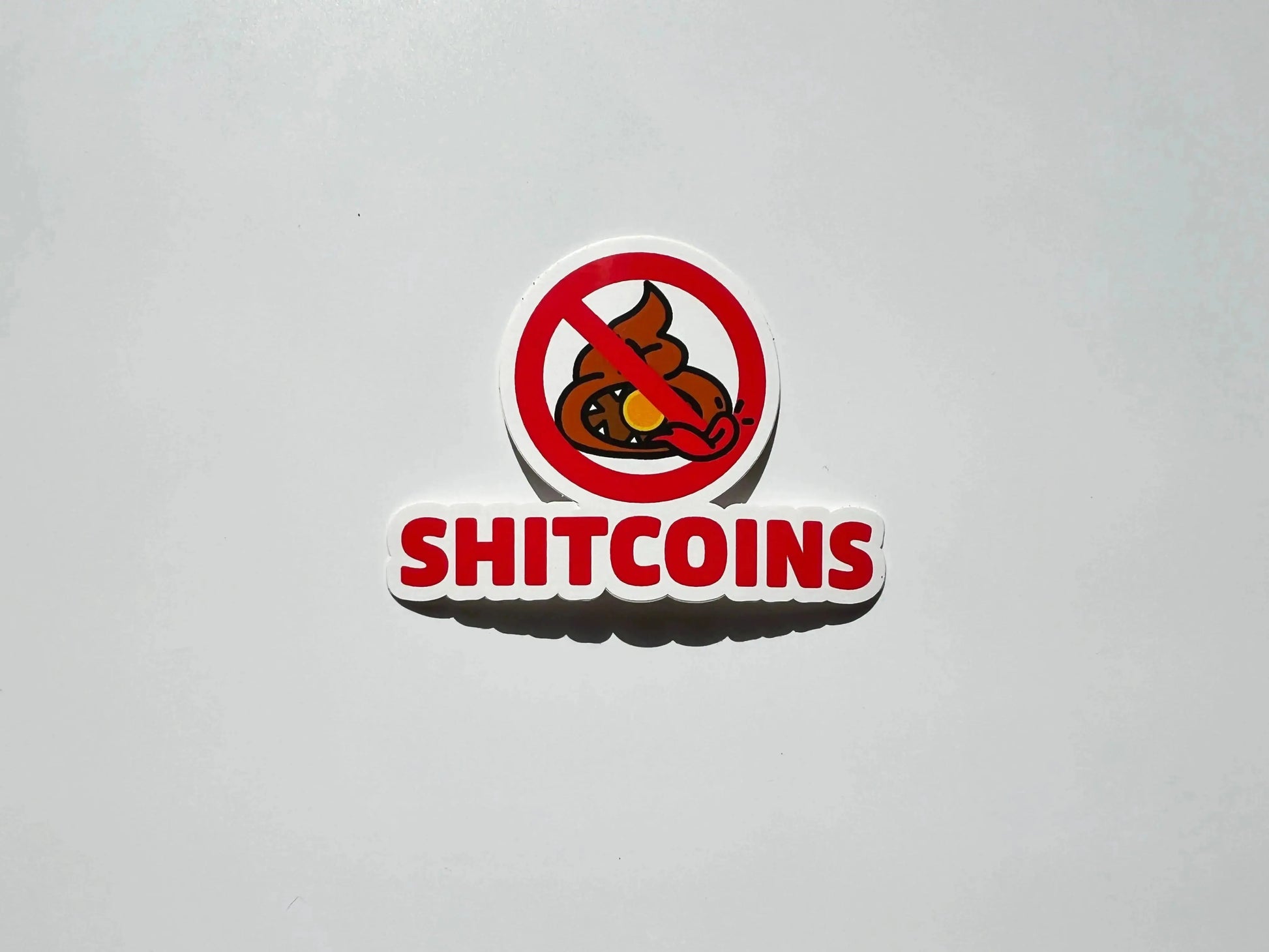 bitcoin sticker - shitcoins - front view