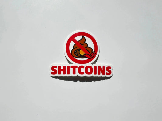 bitcoin sticker - shitcoins - front view