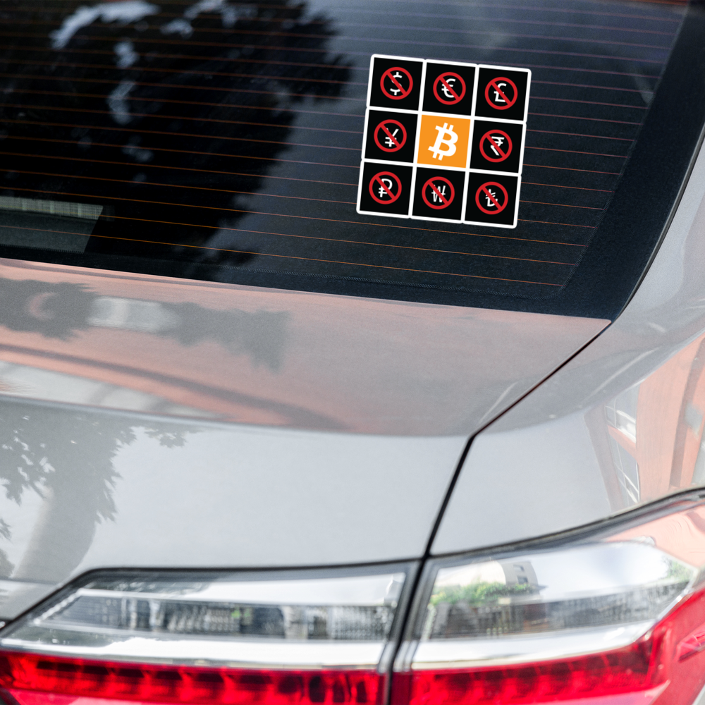 bitcoin sticker - the bitcoin standard - on car