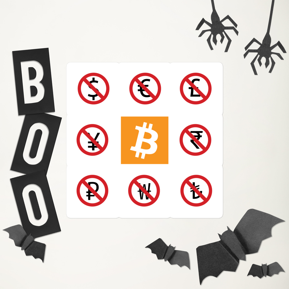 bitcoin sticker - the bitcoin standard - halloween themed setup