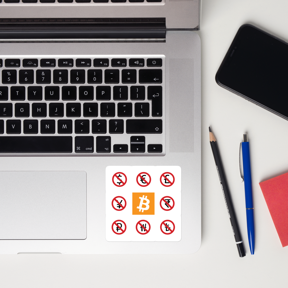 bitcoin sticker - the bitcoin standard - on laptop