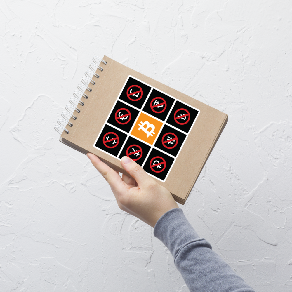 bitcoin sticker - the bitcoin standard - on notebook