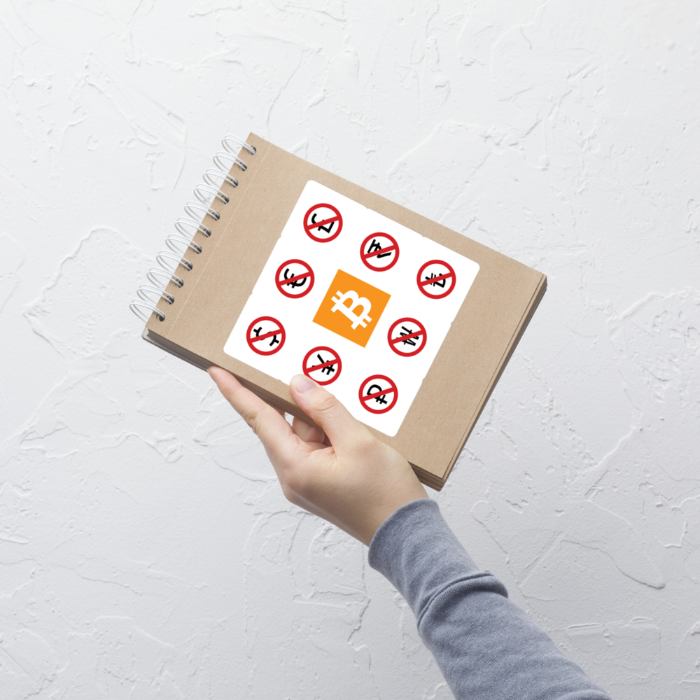 bitcoin sticker - the bitcoin standard - on notebook