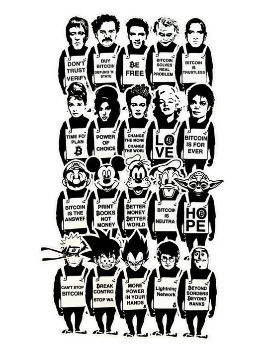 bitcoin stickers - bitcoin squad - full pack view