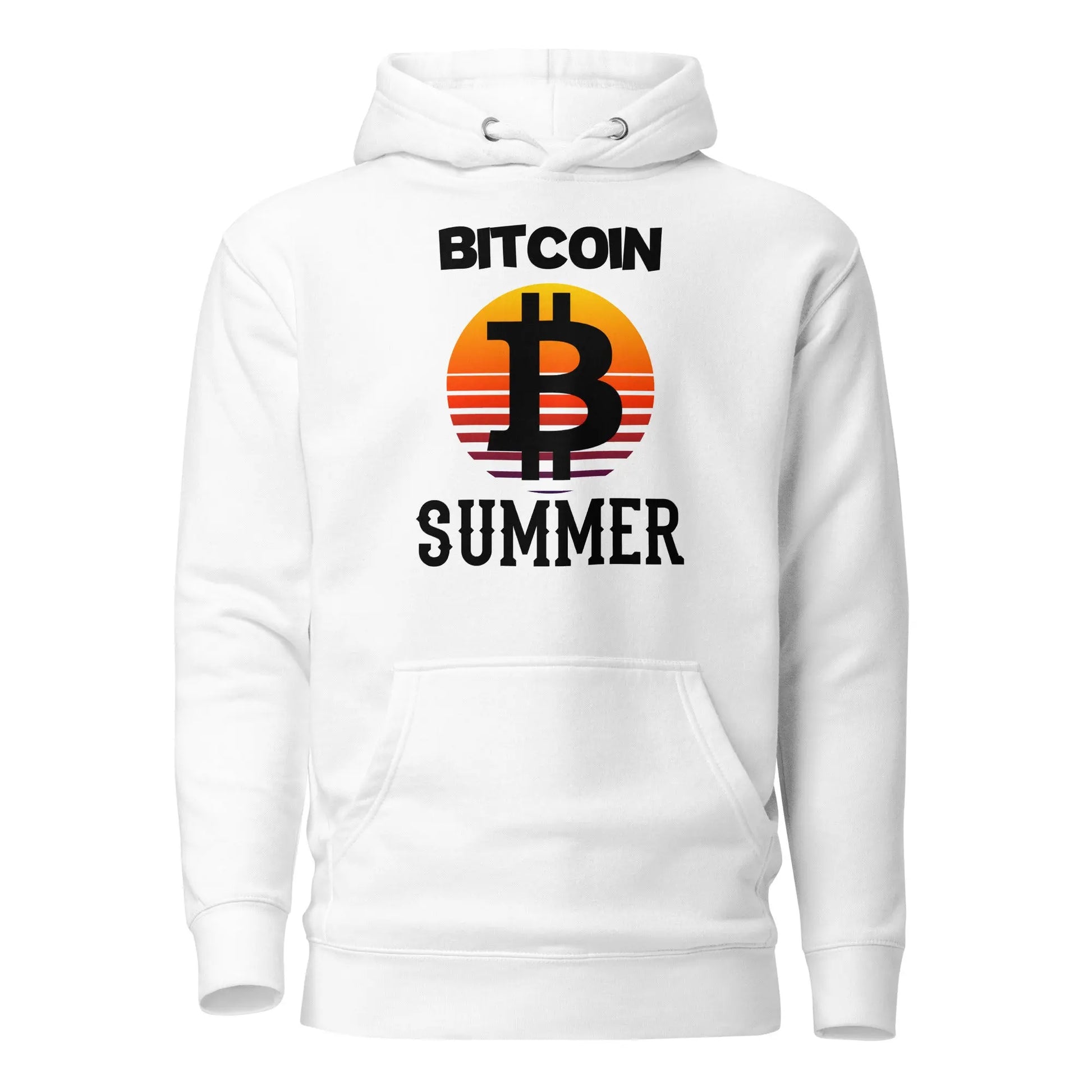 bitcoin hoodie - bitcoin summer - front view - white