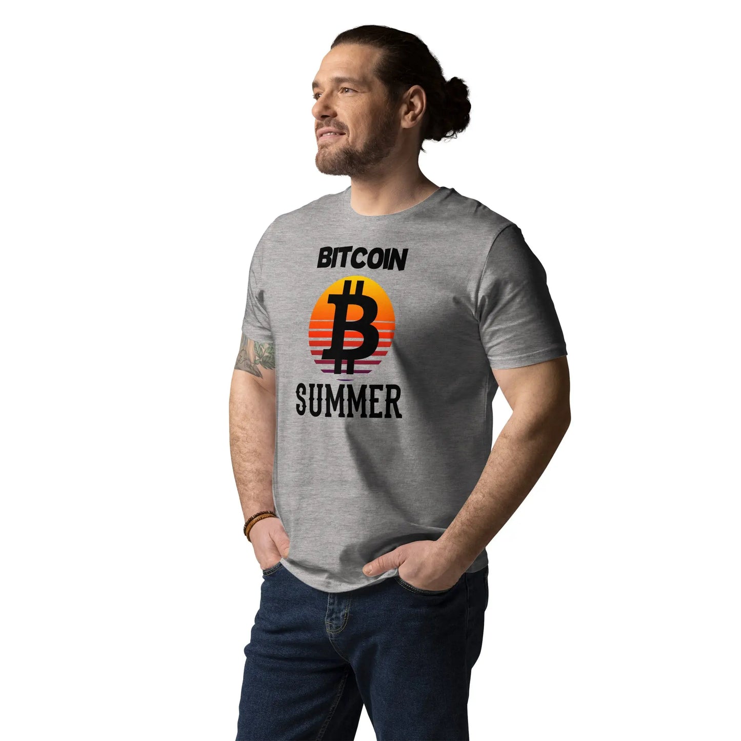 bitcoin t-shirt bitcoin summer on model grey