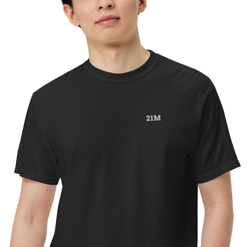 bitcoin t-shirt - 21m - front view - black - male model