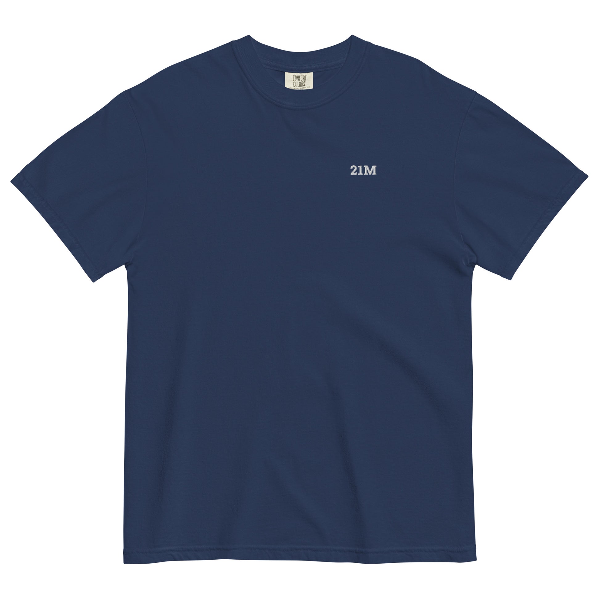 bitcoin t-shirt - 21m - front view - navy