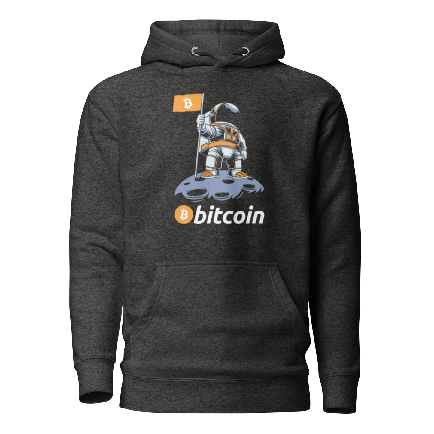 bitcoin hoodie - bitcoin to the moon - front view - grey