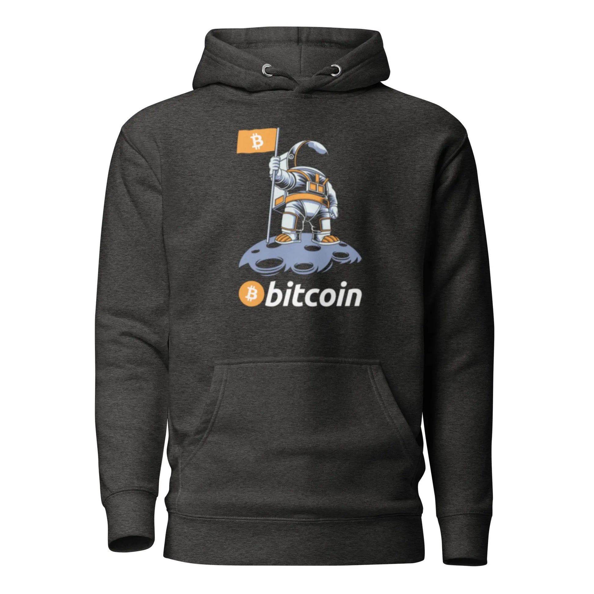 bitcoin hoodie - bitcoin to the moon - front view - grey