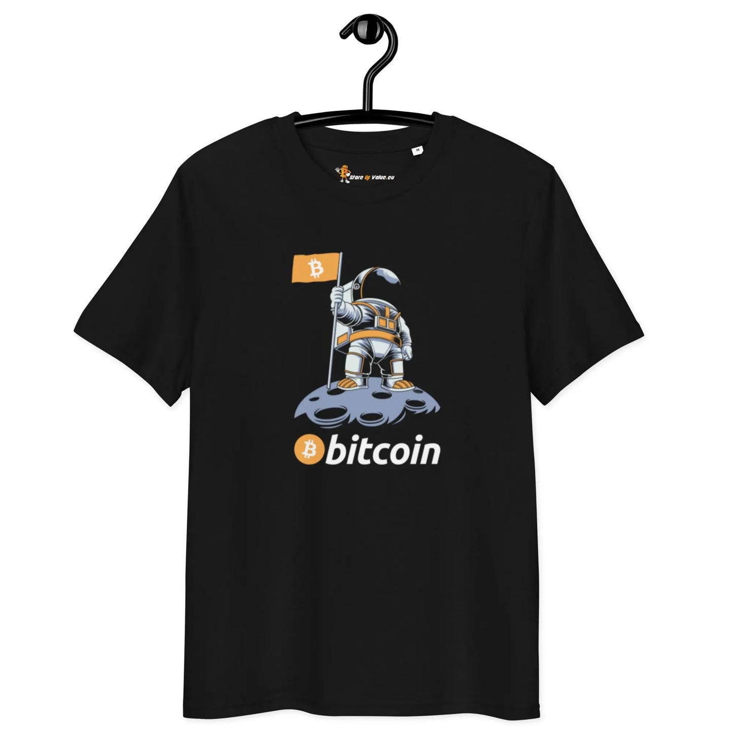 Bitcoin T-Shirt – Bitcoin To The Moon - on hanger - black