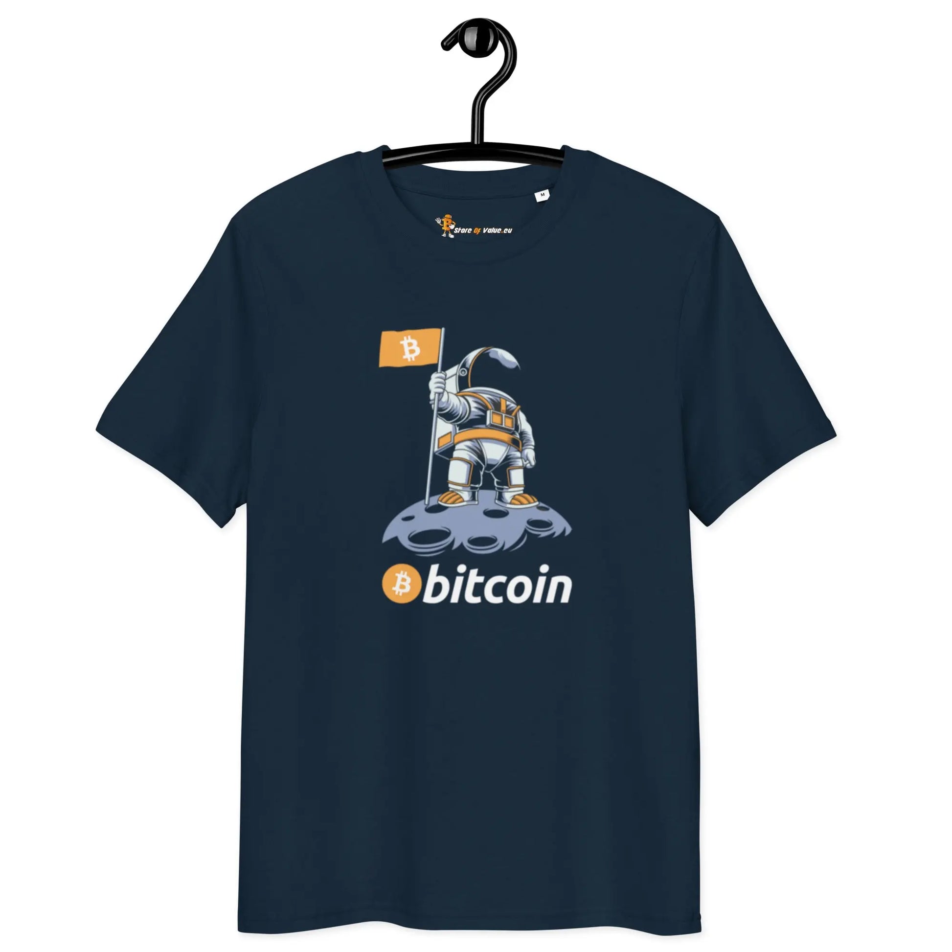 Bitcoin T-Shirt – Bitcoin To The Moon -  on hanger - navy blue 