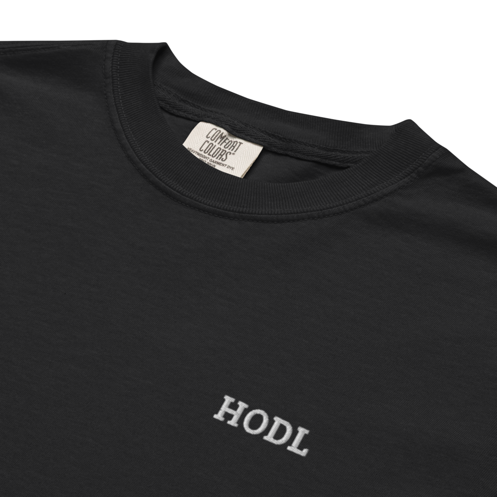 bitcoin t-shirt - hodl - embroidery detail - black
