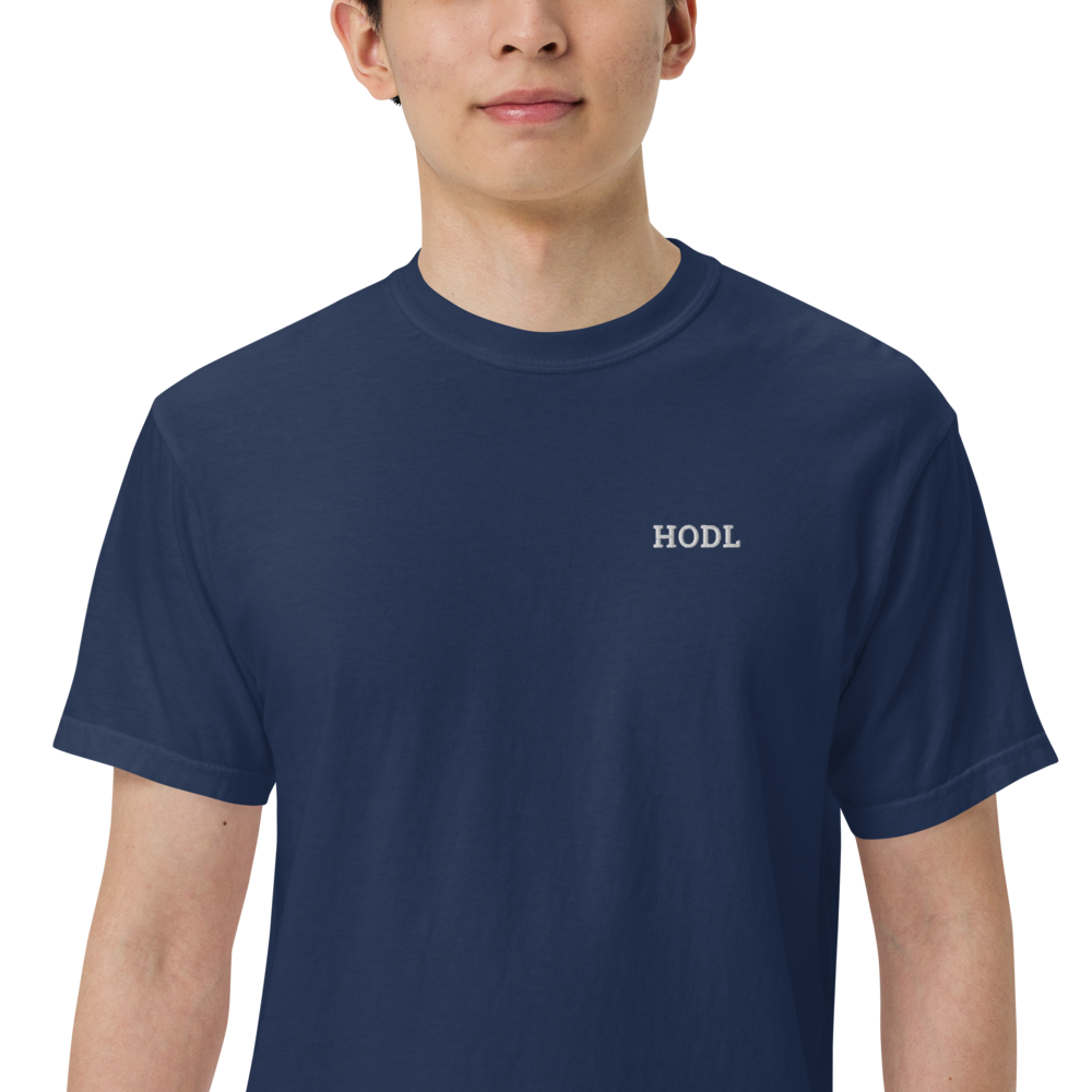 bitcoin t-shirt - hodl - front view - navy