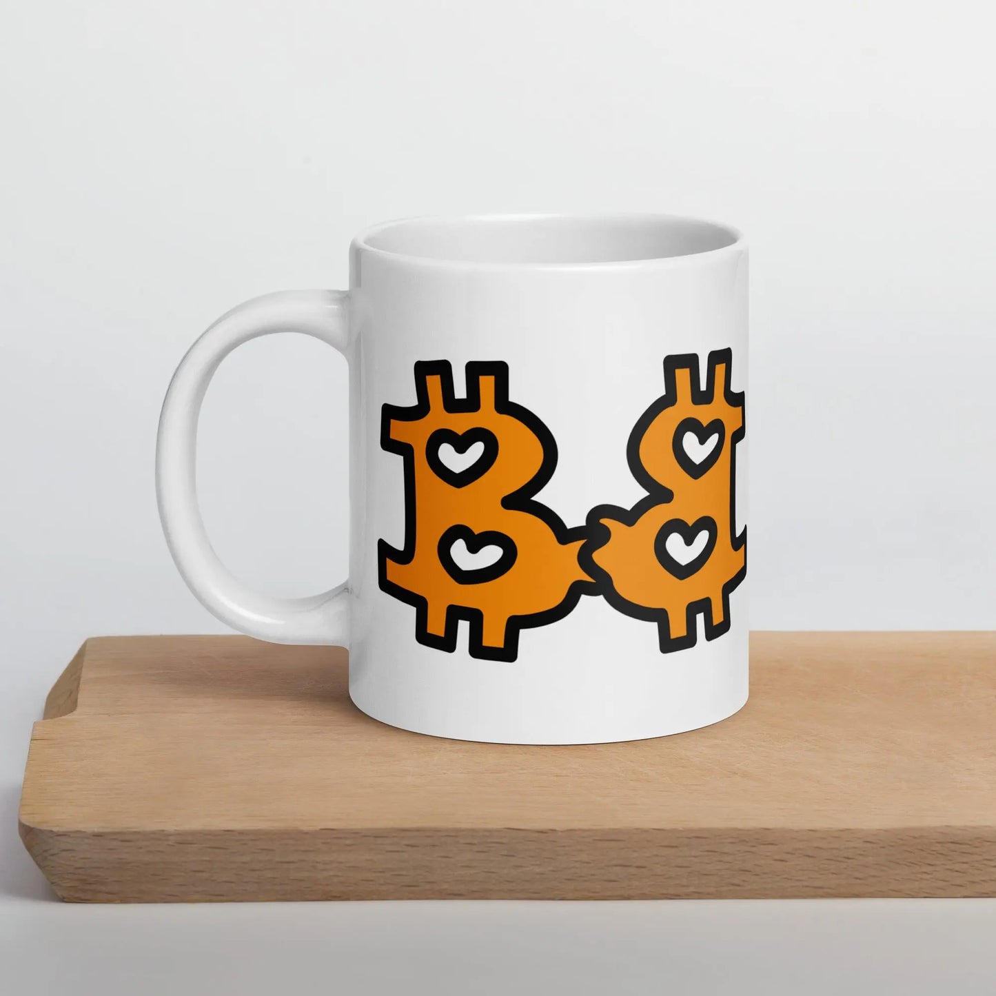 bitcoin mug - be in love design - left side view