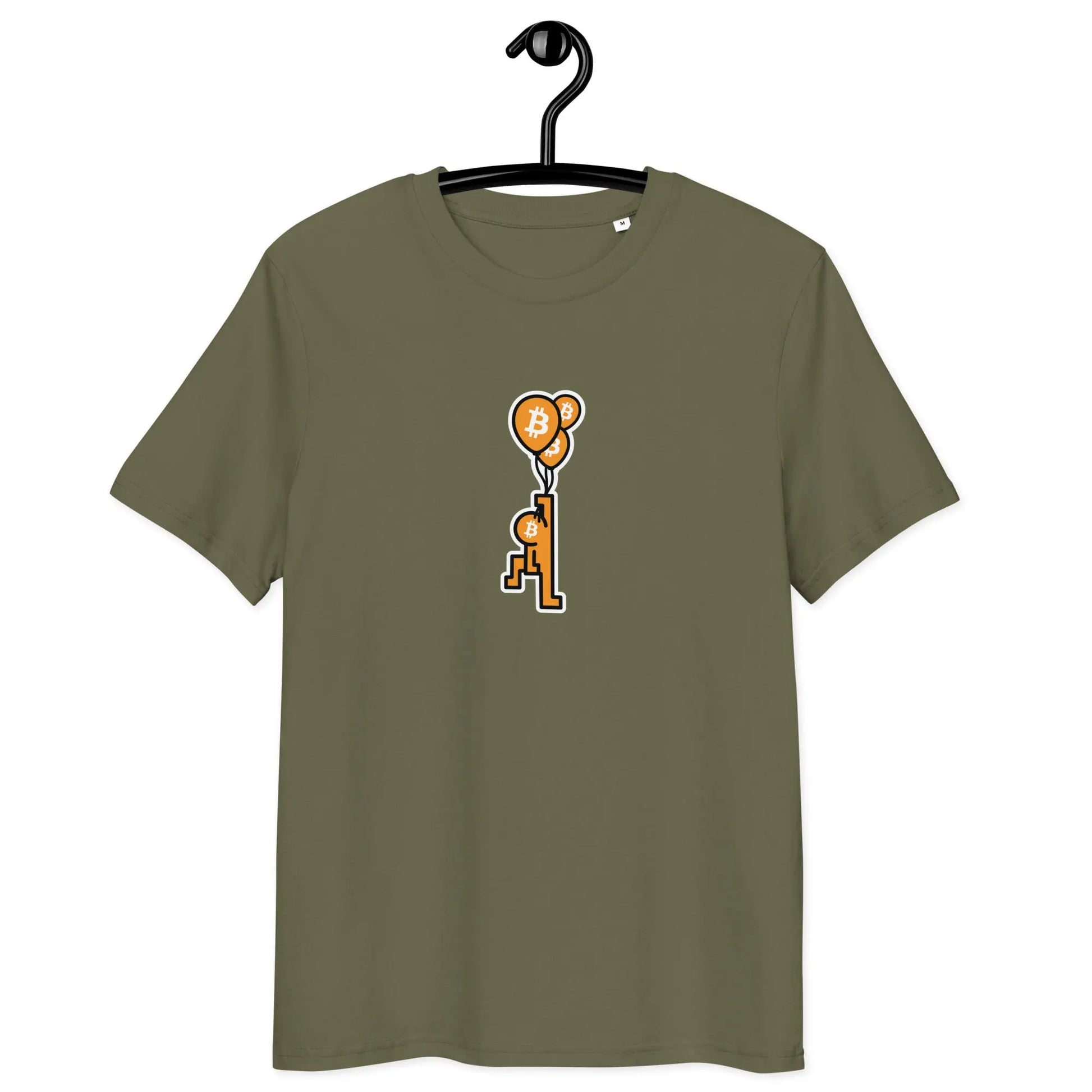 Bitcoin T-Shirt – BitPop Balloon - on hanger - khaki green