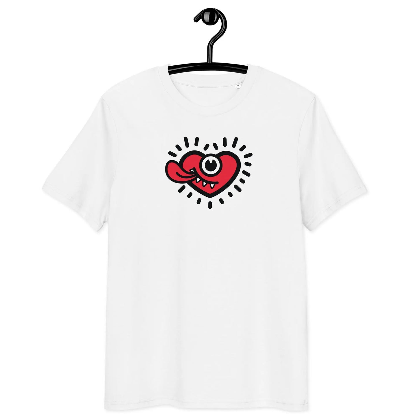 bitpopheart t-shirt - front view - on hanger - white color