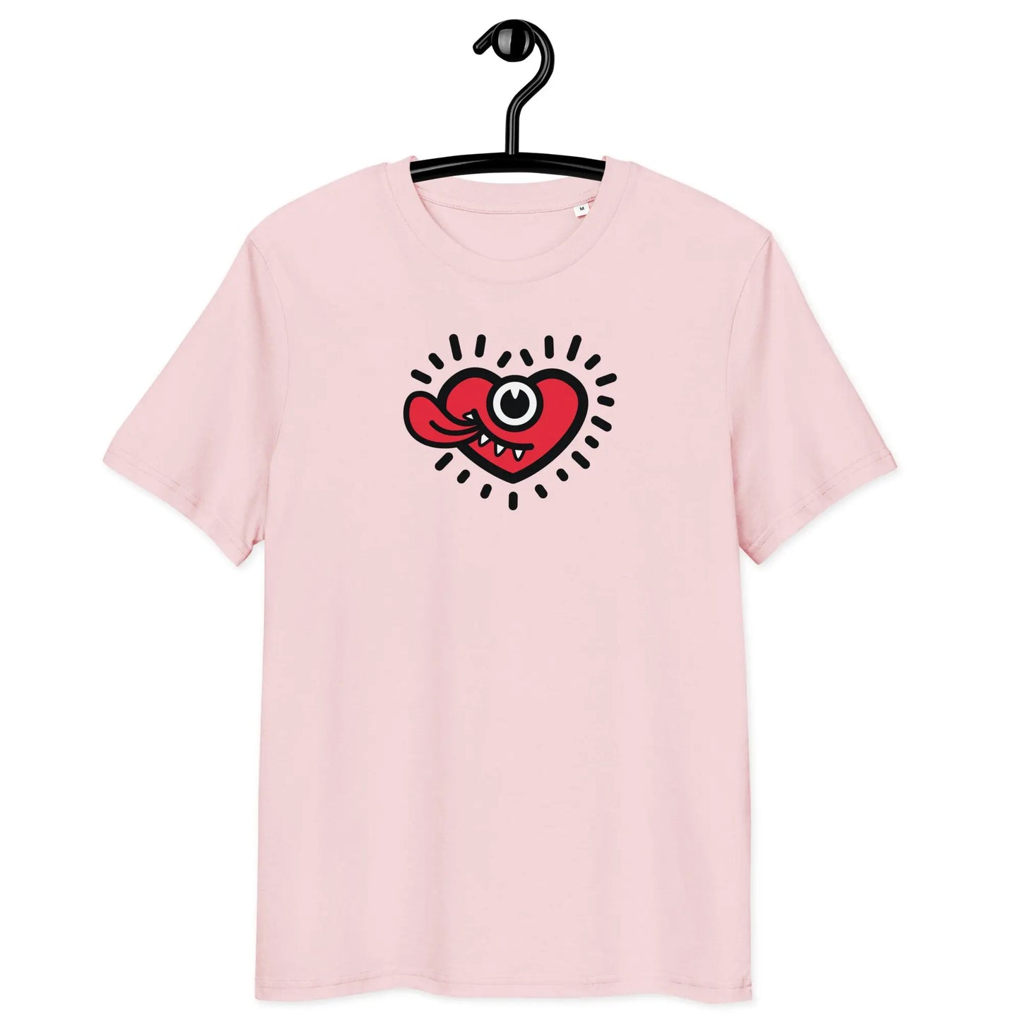 bitpopheart t-shirt - front view on hanger 