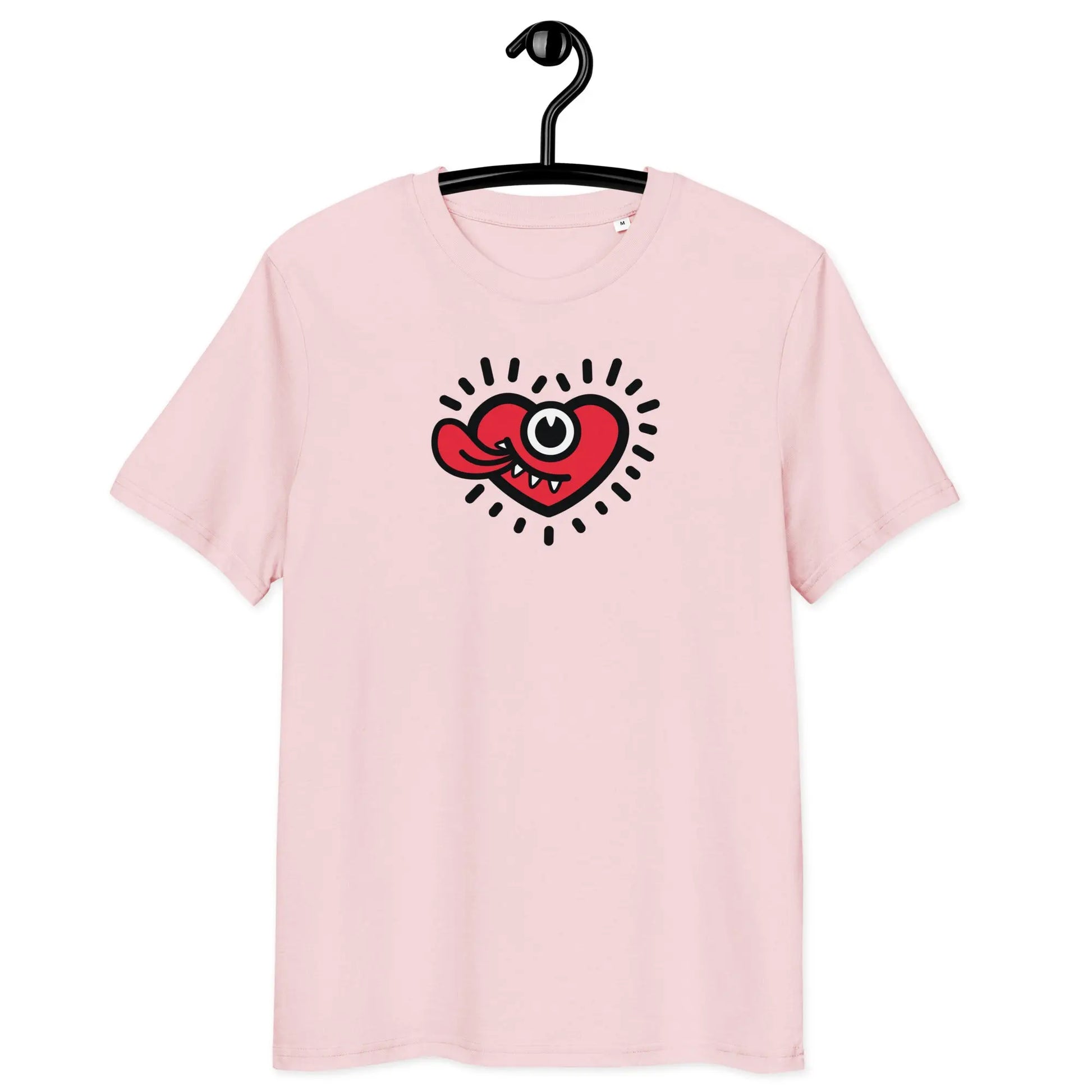bitpopheart t-shirt - front view on hanger 