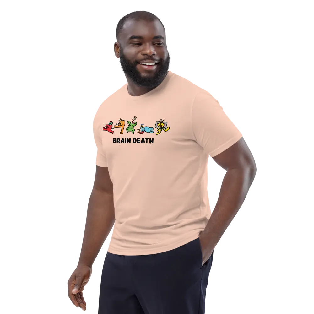 Bitcoin T-Shirt – Brain Death - worn on male model - front view