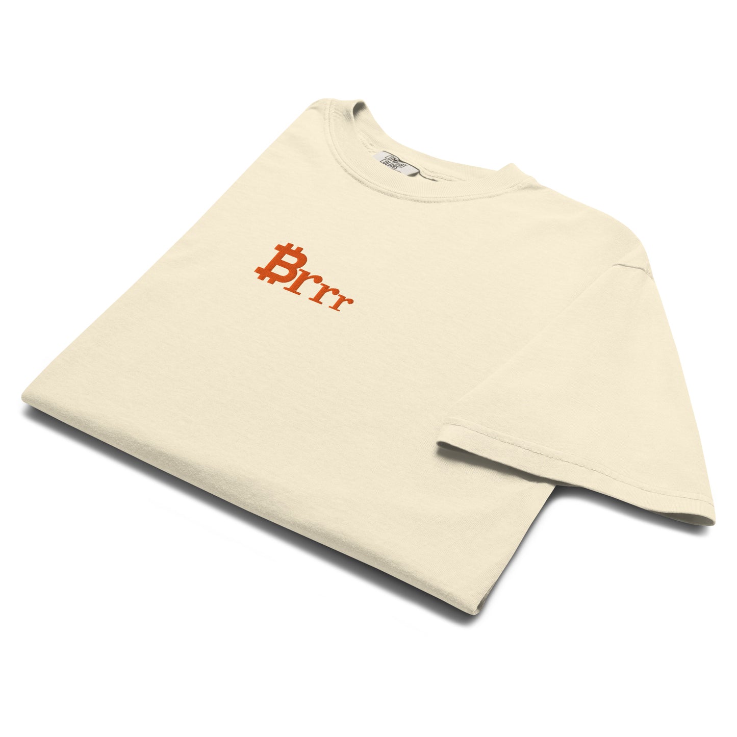 bitcoin t-shirt - brrr - folded view - ivory