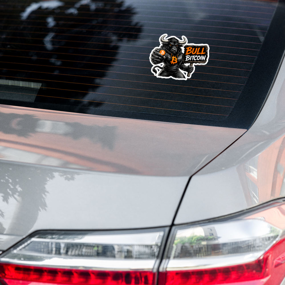 bitcoin sticker - bull power - car view